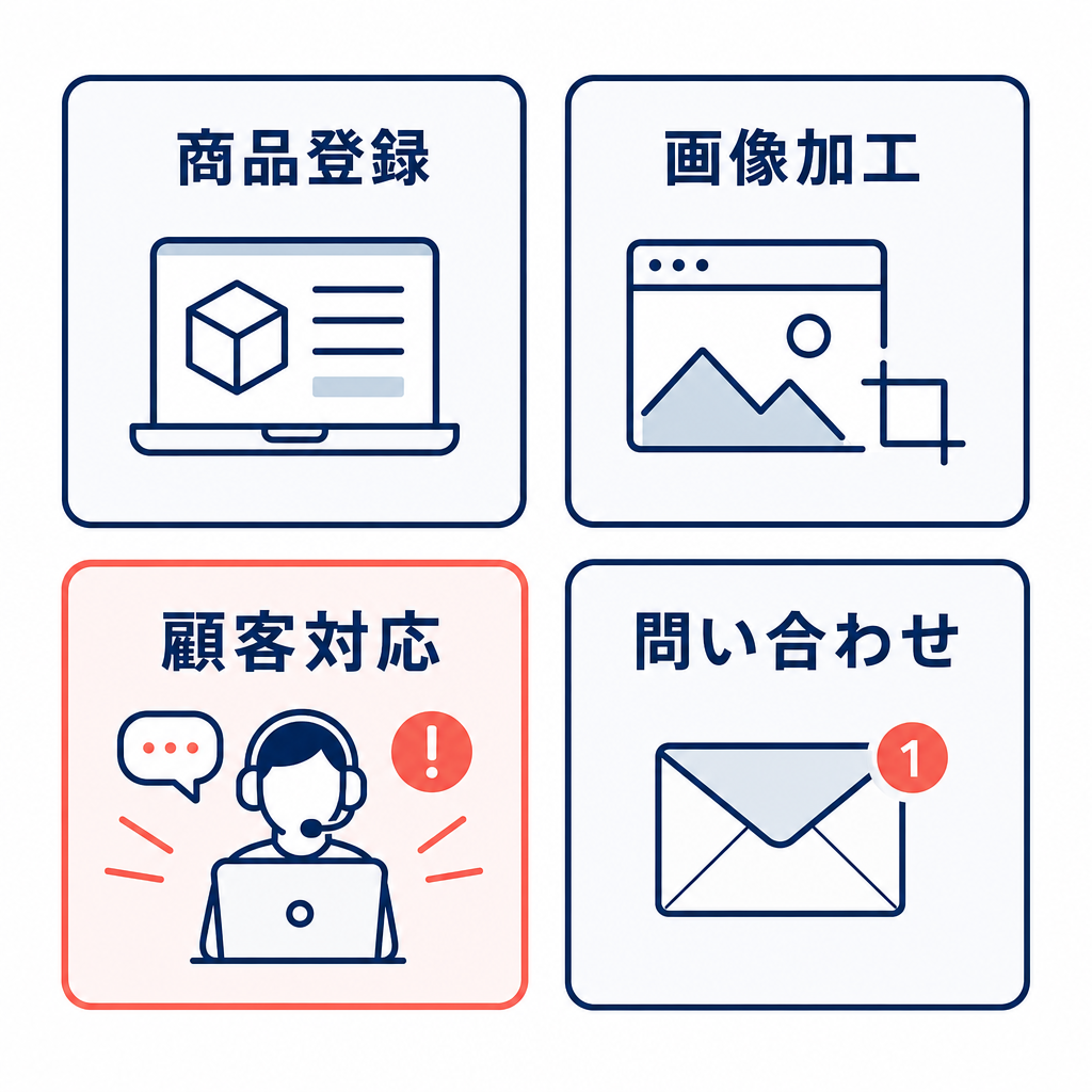 EC業務のうち負担が大きかった業務と比較的取り組みやすかった業務を分けた要点図